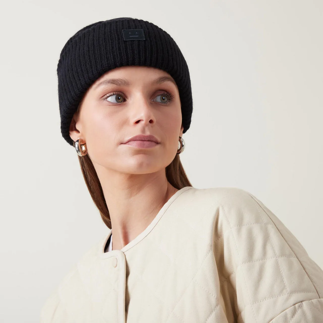 ACNE STUDIOS The Sustainable Edit Pansy Face Wool Beanie Hat - Black