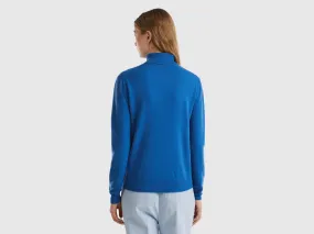 Air force blue turtleneck in pure Merino wool - Air Force Blue | Benetton