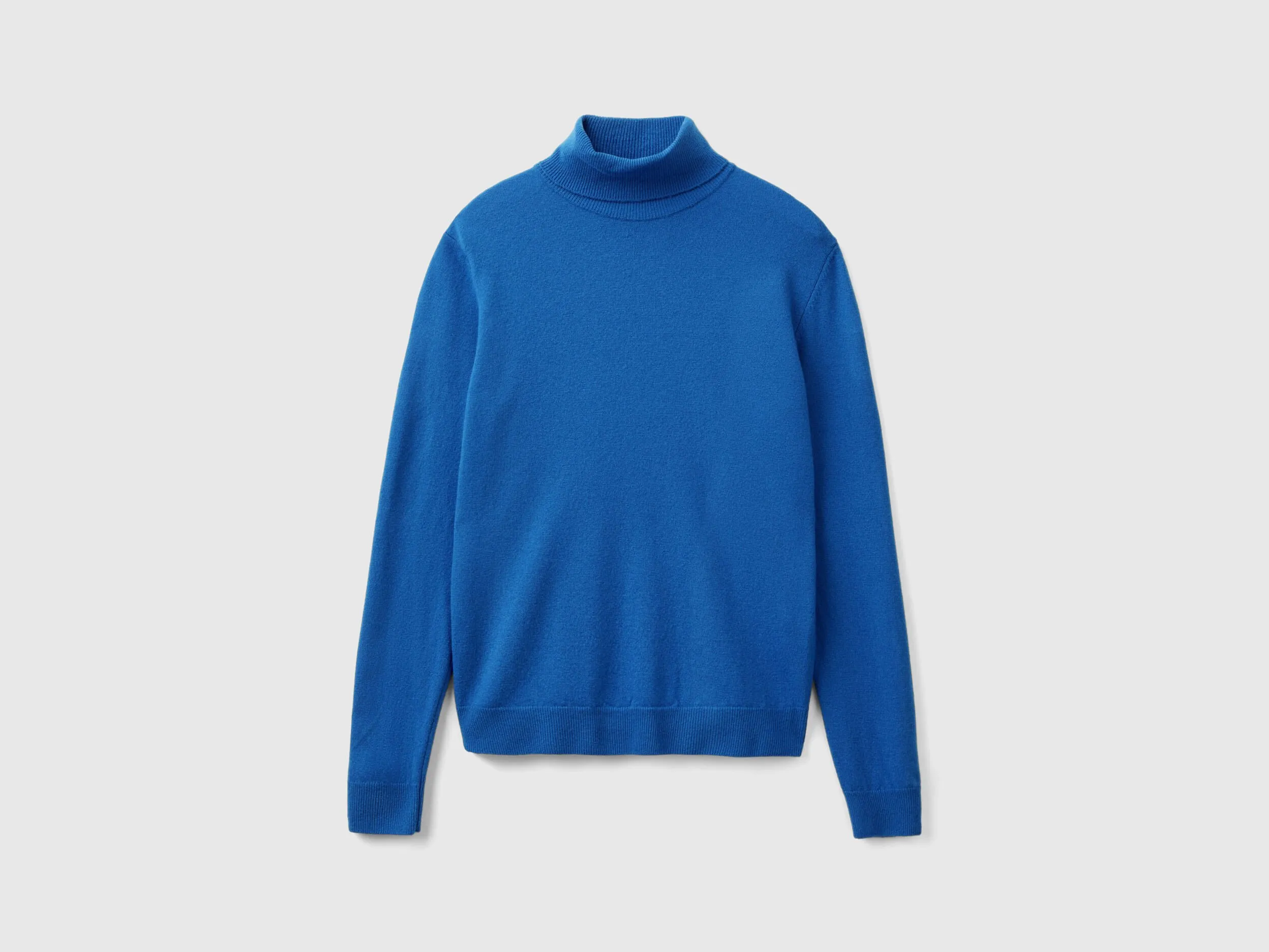 Air force blue turtleneck in pure Merino wool - Air Force Blue | Benetton