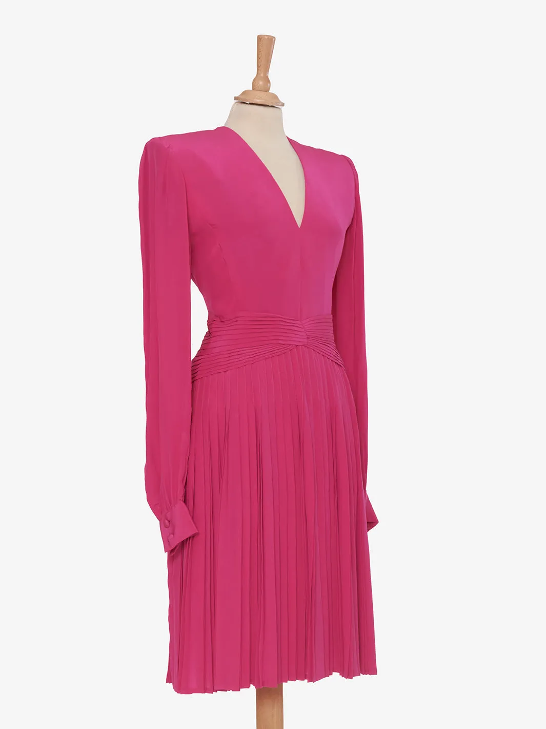 André Laug Pleated Skirt Midi Dress