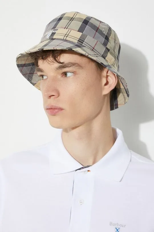 Barbour cotton hat Tartan Bucket Hat beige color MHA0618