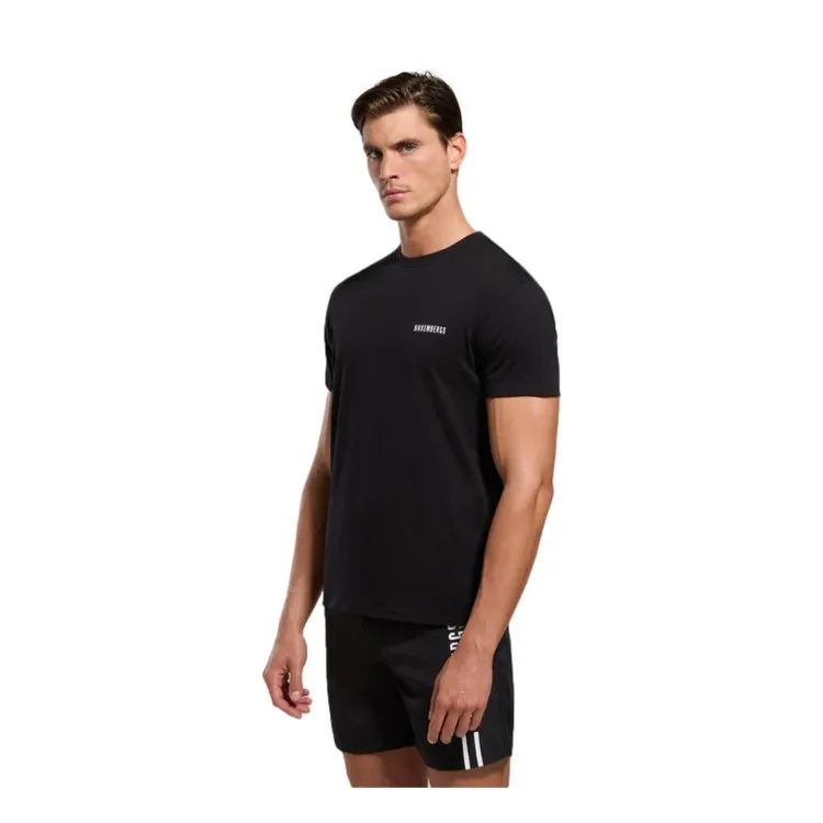 Bikkembergs VERTICAL STRIPERS  T-Shirt Maniche Corte In Cotone Nero