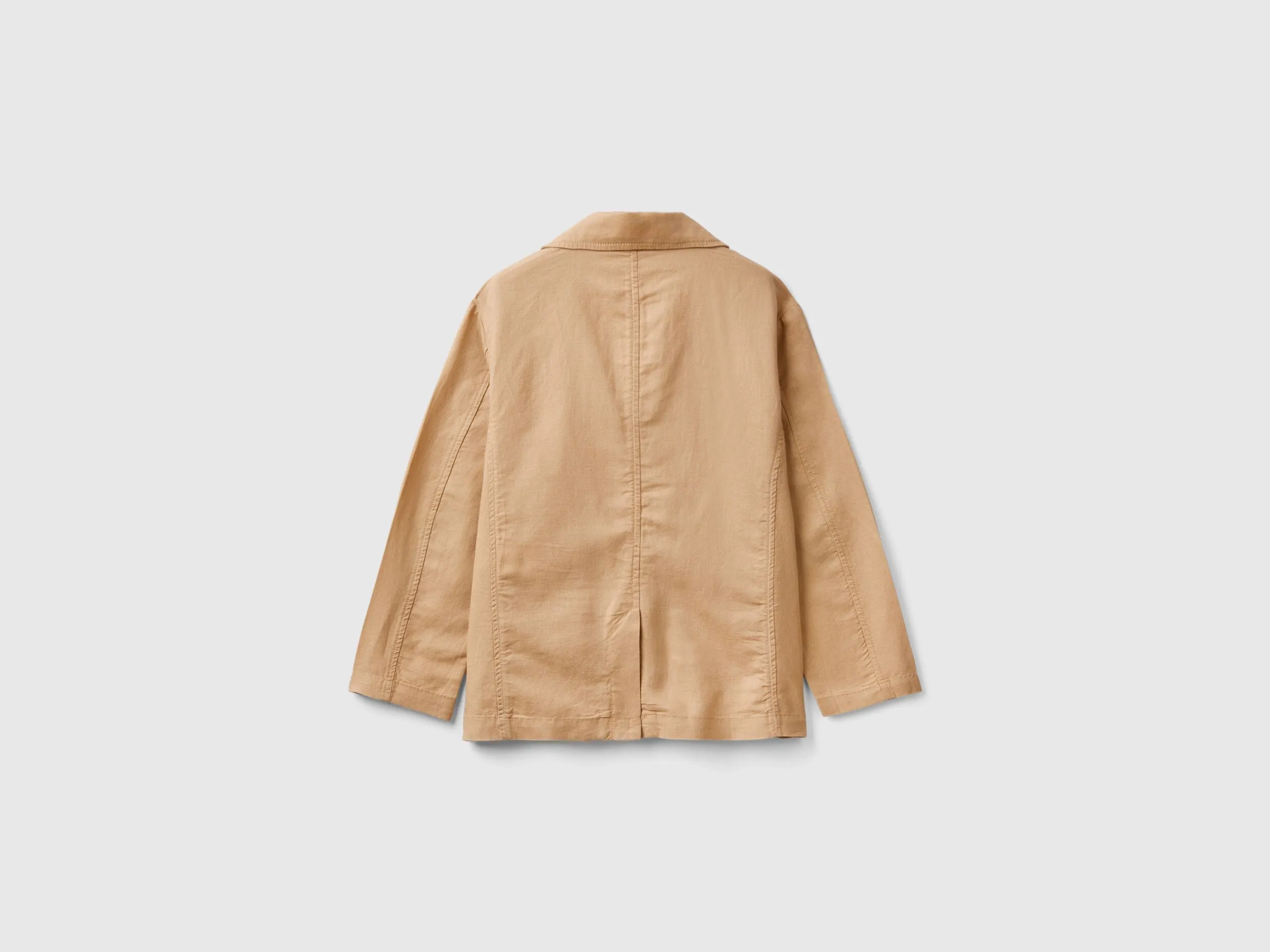 Blazer in linen blend - Camel | Benetton