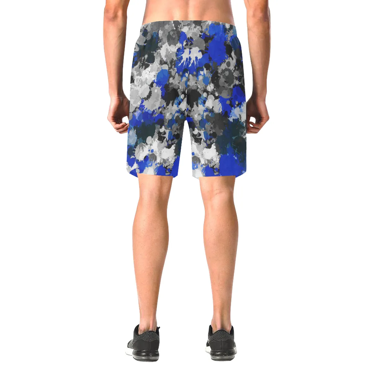 Blue and Grey Paint Splatter Graffiti Casual Shorts