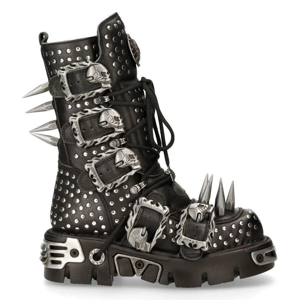 Boots | New Rock Leather Studded Gothic Boots-1535-S1 | New Rock