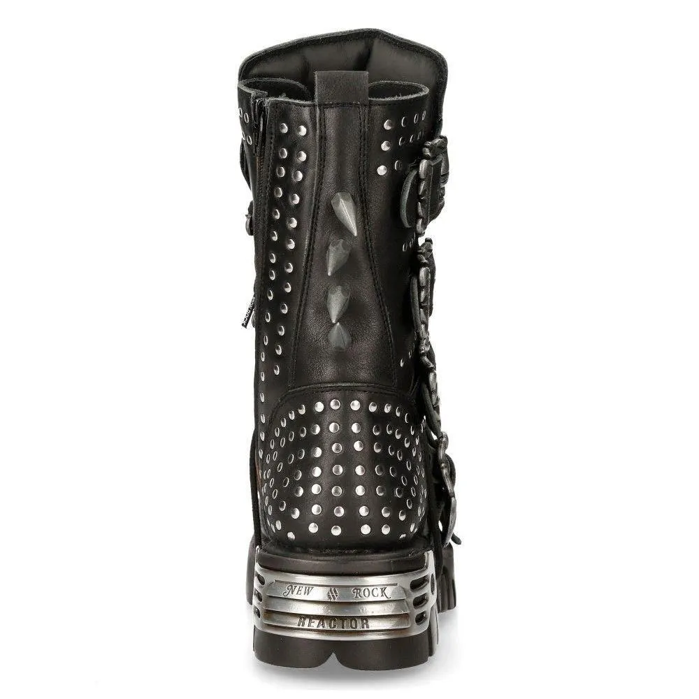 Boots | New Rock Leather Studded Gothic Boots-1535-S1 | New Rock