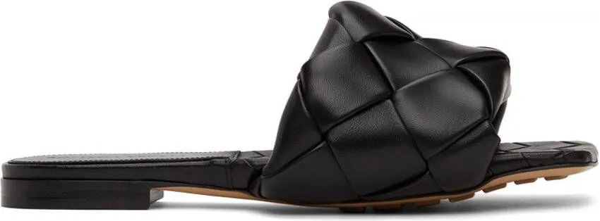 Bottega Veneta Black Intrecciato Lido Flat Sandals