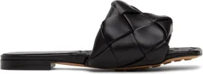 Bottega Veneta Black Intrecciato Lido Flat Sandals