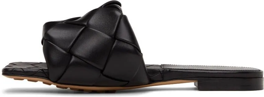 Bottega Veneta Black Intrecciato Lido Flat Sandals