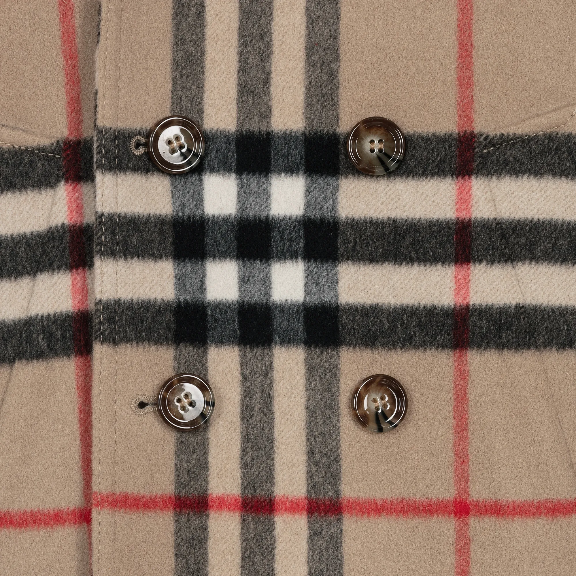 Boys Beige Wool Vintage Check Coat