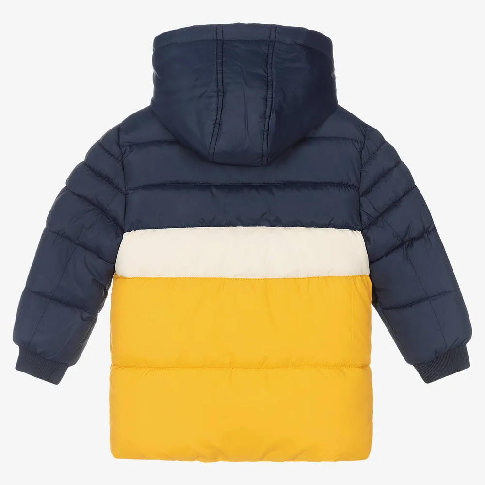 Boys Blue & Yellow Puffer Coat