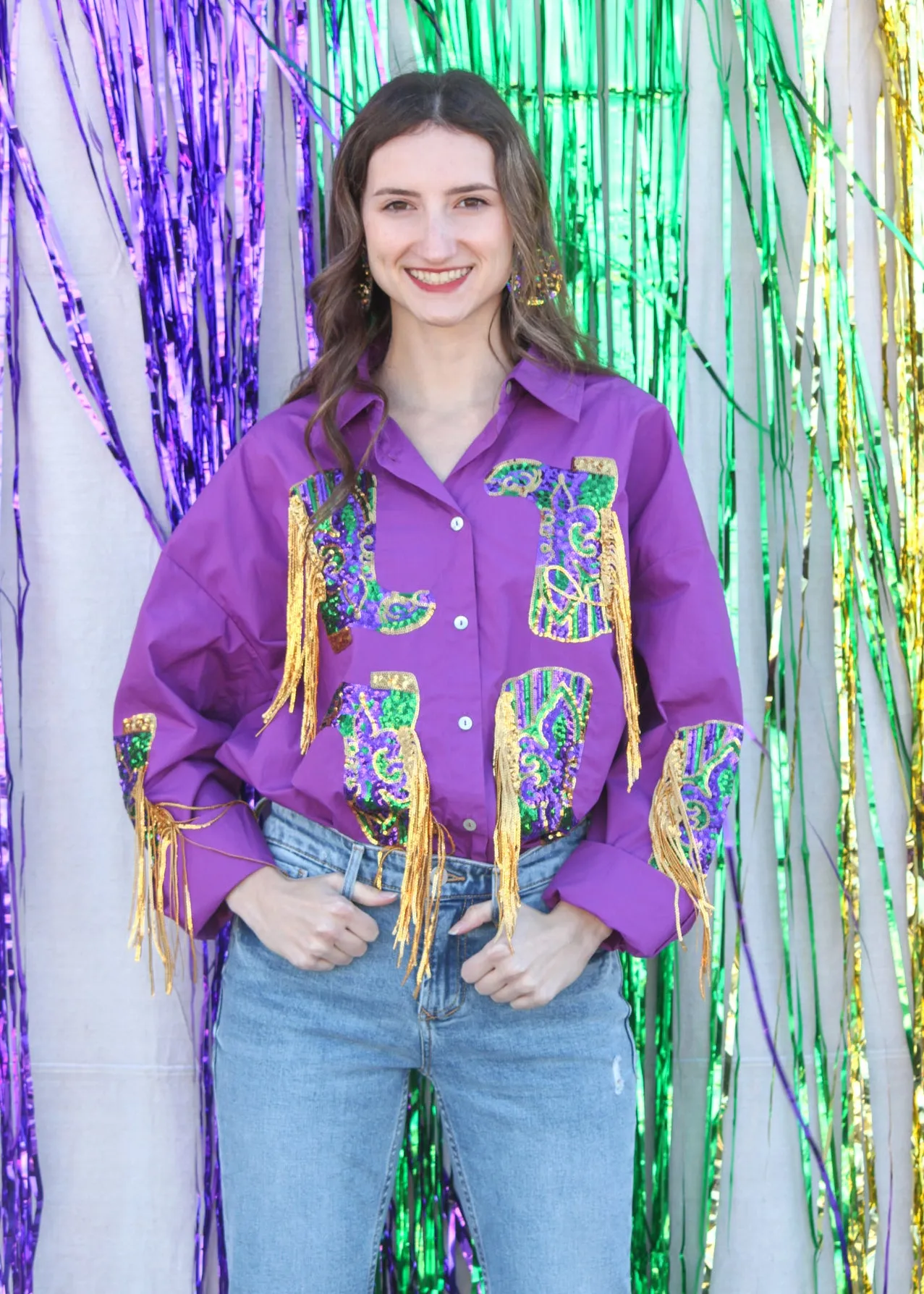 Button Down Fringed Boot Top