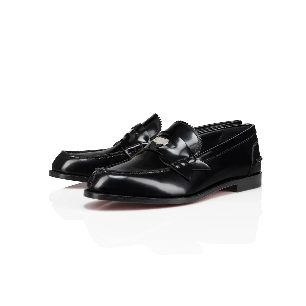 CHRISTIAN LOUBOUTIN Penny Donna Calf Leather Abrasivato Loafers - Black