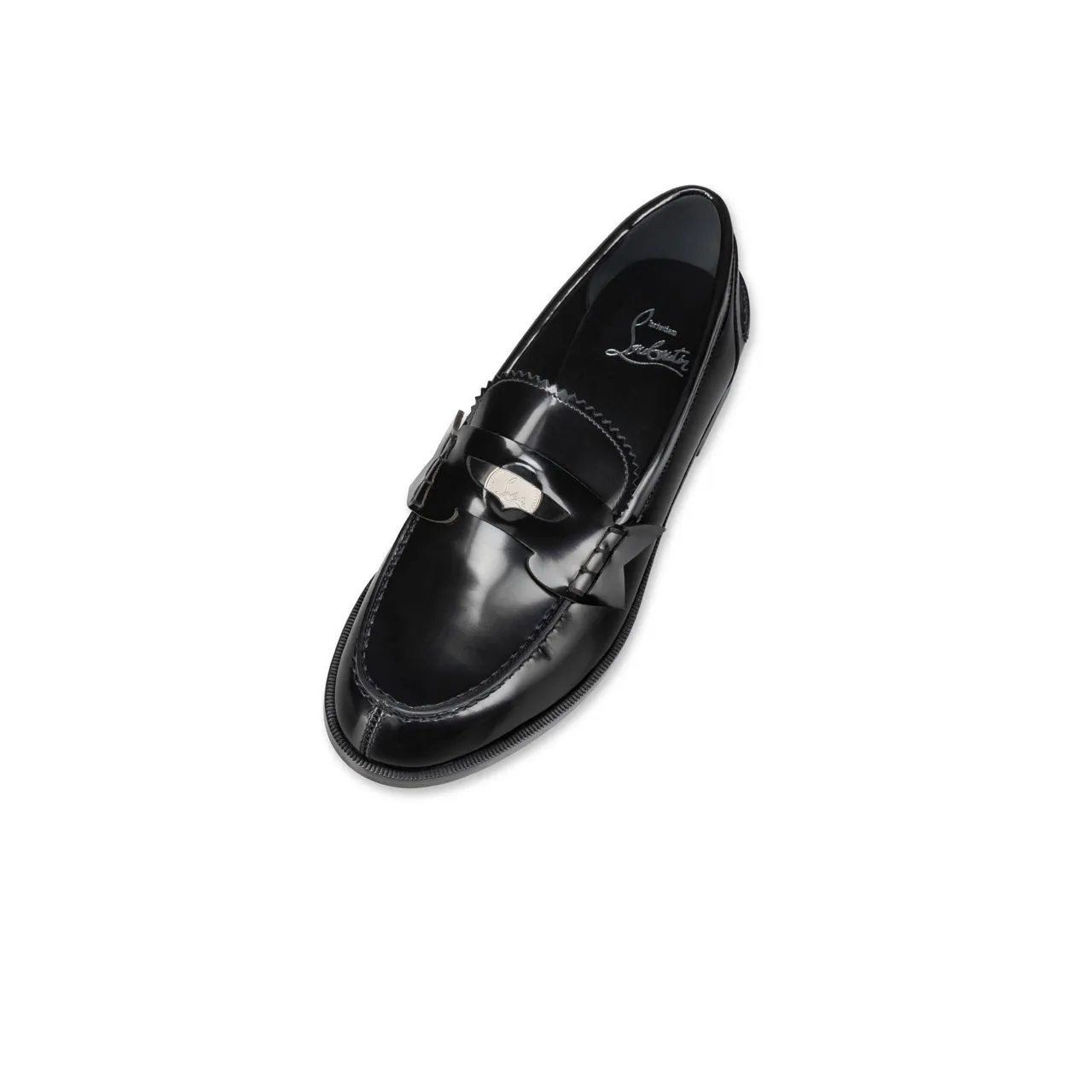 CHRISTIAN LOUBOUTIN Penny Donna Calf Leather Abrasivato Loafers - Black