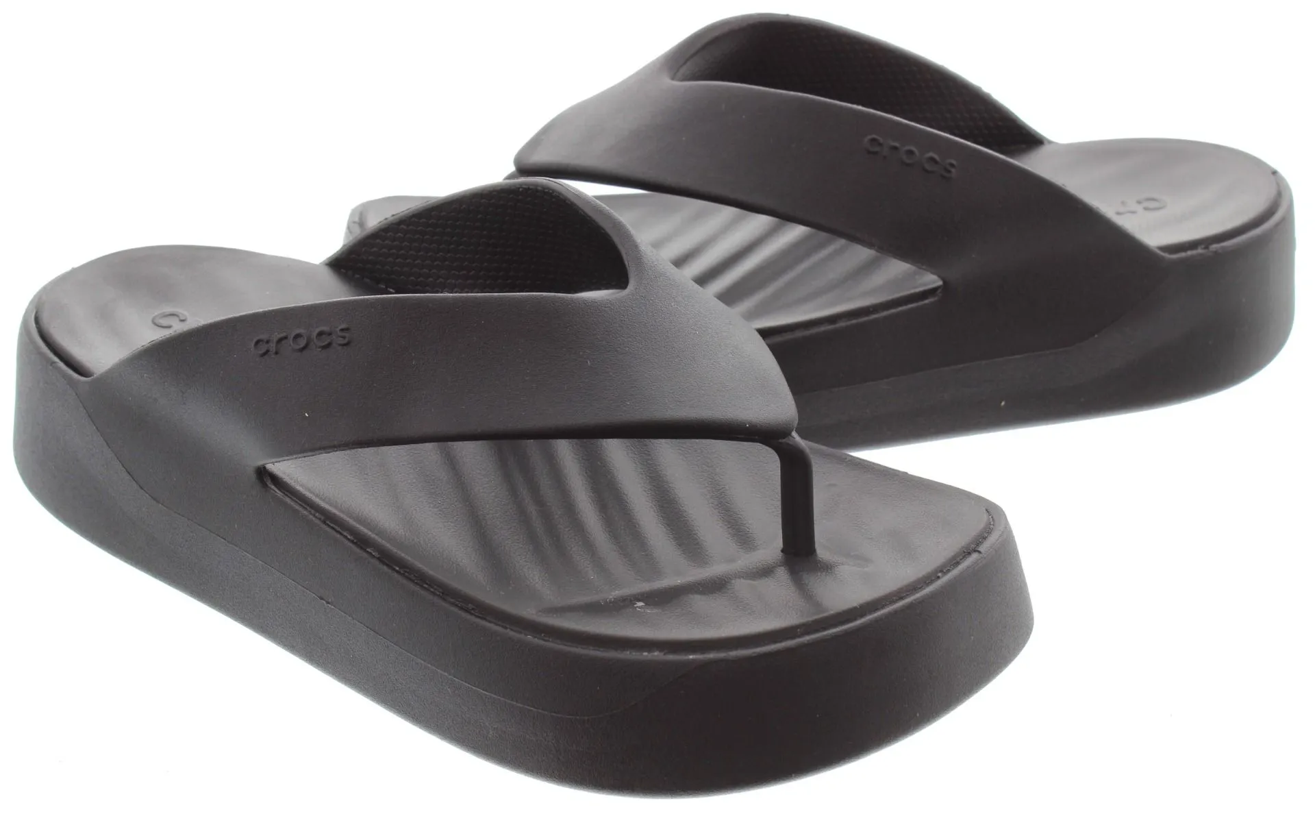 CROCS Ladies Getaway Toe Post Sandals In Black