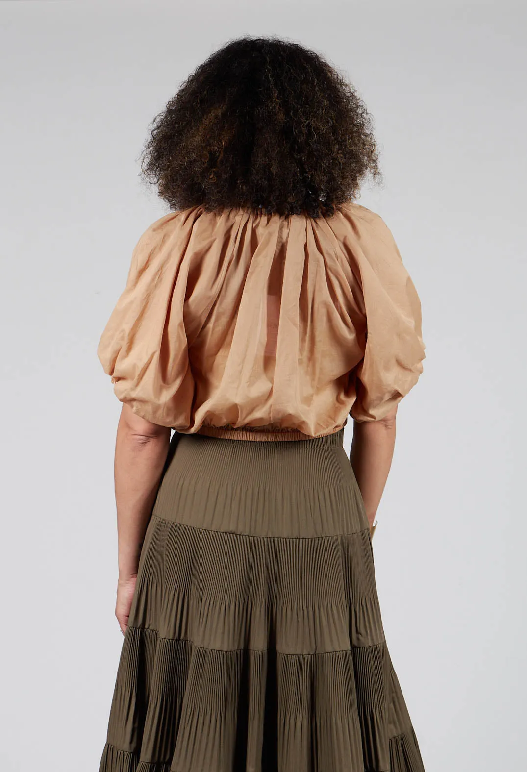 Cropped Prairie Blouse in Camel