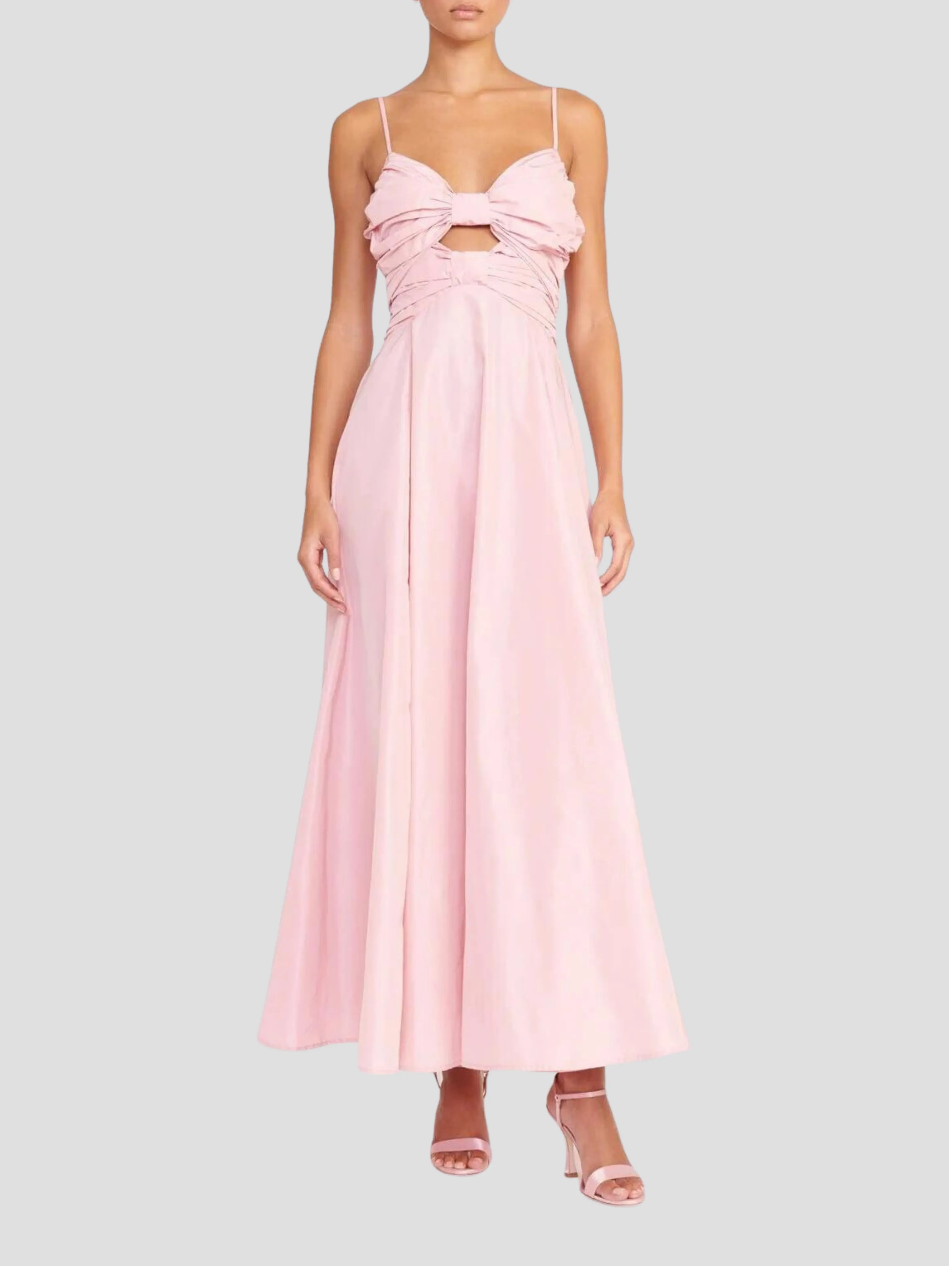 Dayanara Pink Bow-Front Midi Dress