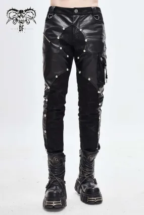 Devil Fashion - Gothic punk pants with imitation leather details PT115 | Dark Ages