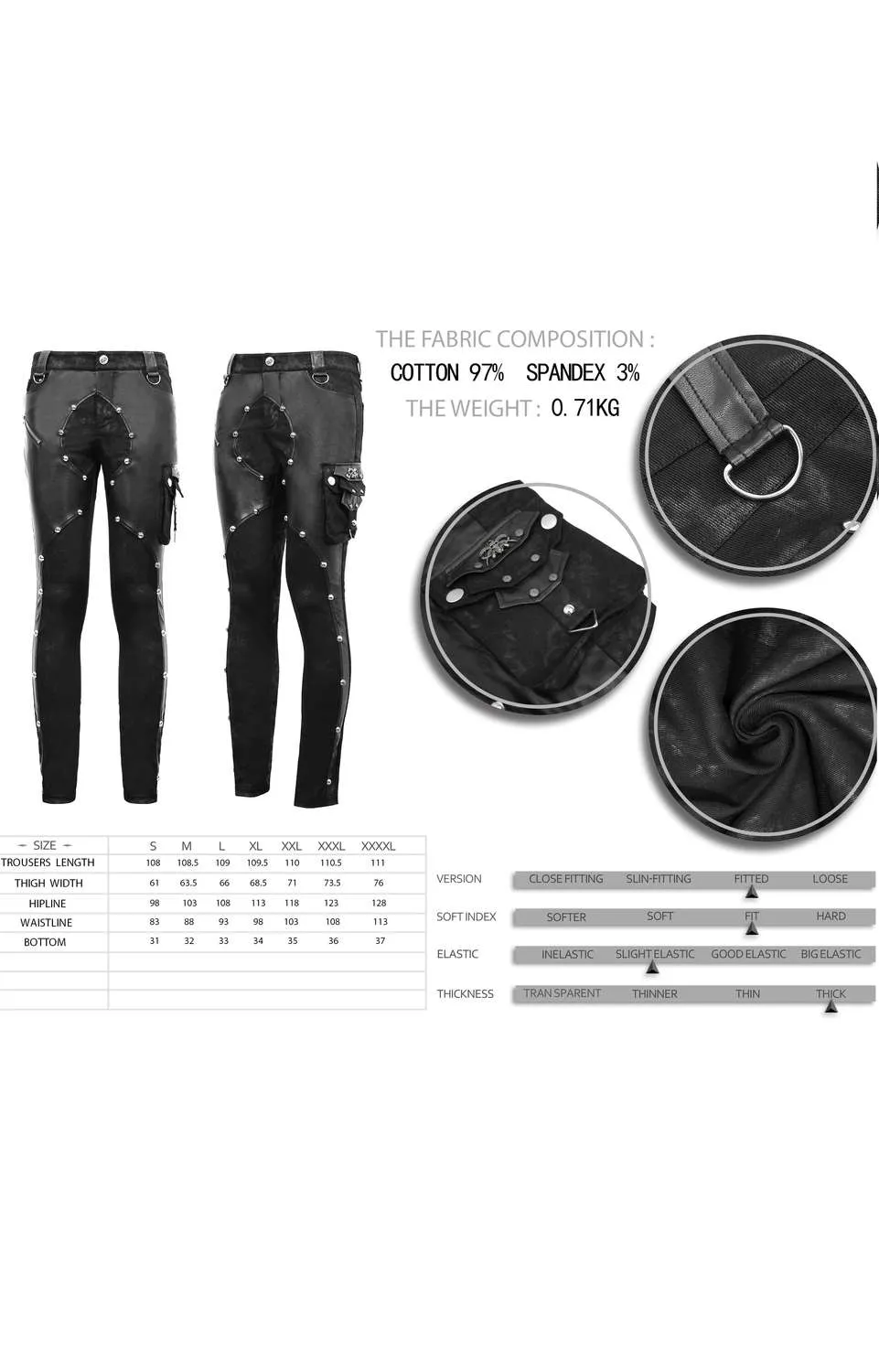 Devil Fashion - Gothic punk pants with imitation leather details PT115 | Dark Ages