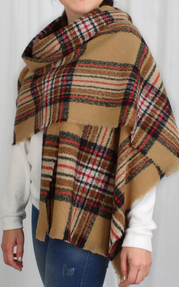 EASC9753 Plaid Print Oblong Scarf