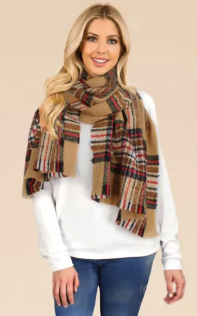 EASC9753 Plaid Print Oblong Scarf