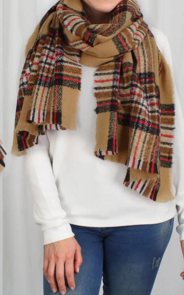 EASC9753 Plaid Print Oblong Scarf