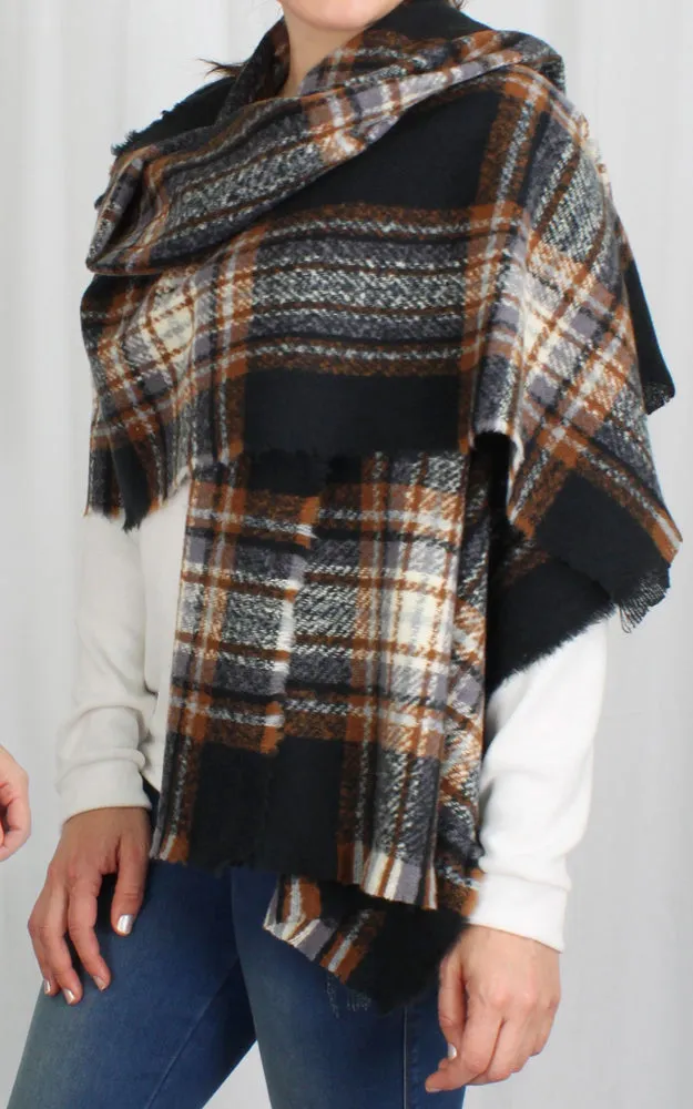 EASC9753 Plaid Print Oblong Scarf