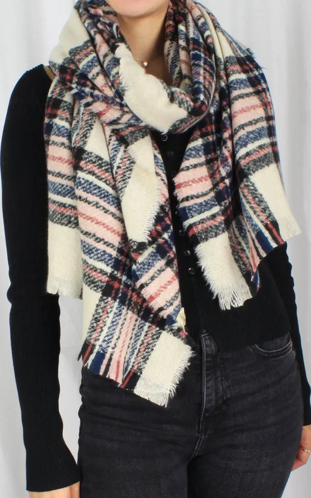 EASC9753 Plaid Print Oblong Scarf