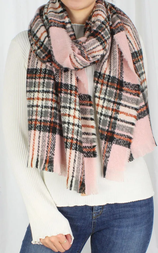 EASC9753 Plaid Print Oblong Scarf