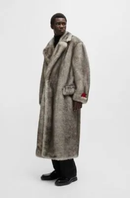 Faux-fur coat with double-breasted closure