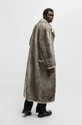 Faux-fur coat with double-breasted closure