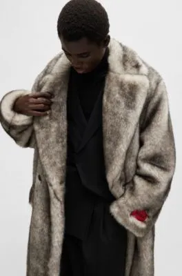 Faux-fur coat with double-breasted closure