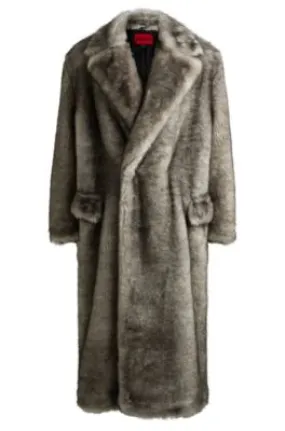 Faux-fur coat with double-breasted closure