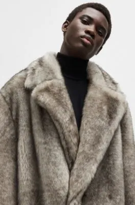 Faux-fur coat with double-breasted closure