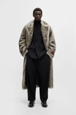 Faux-fur coat with double-breasted closure