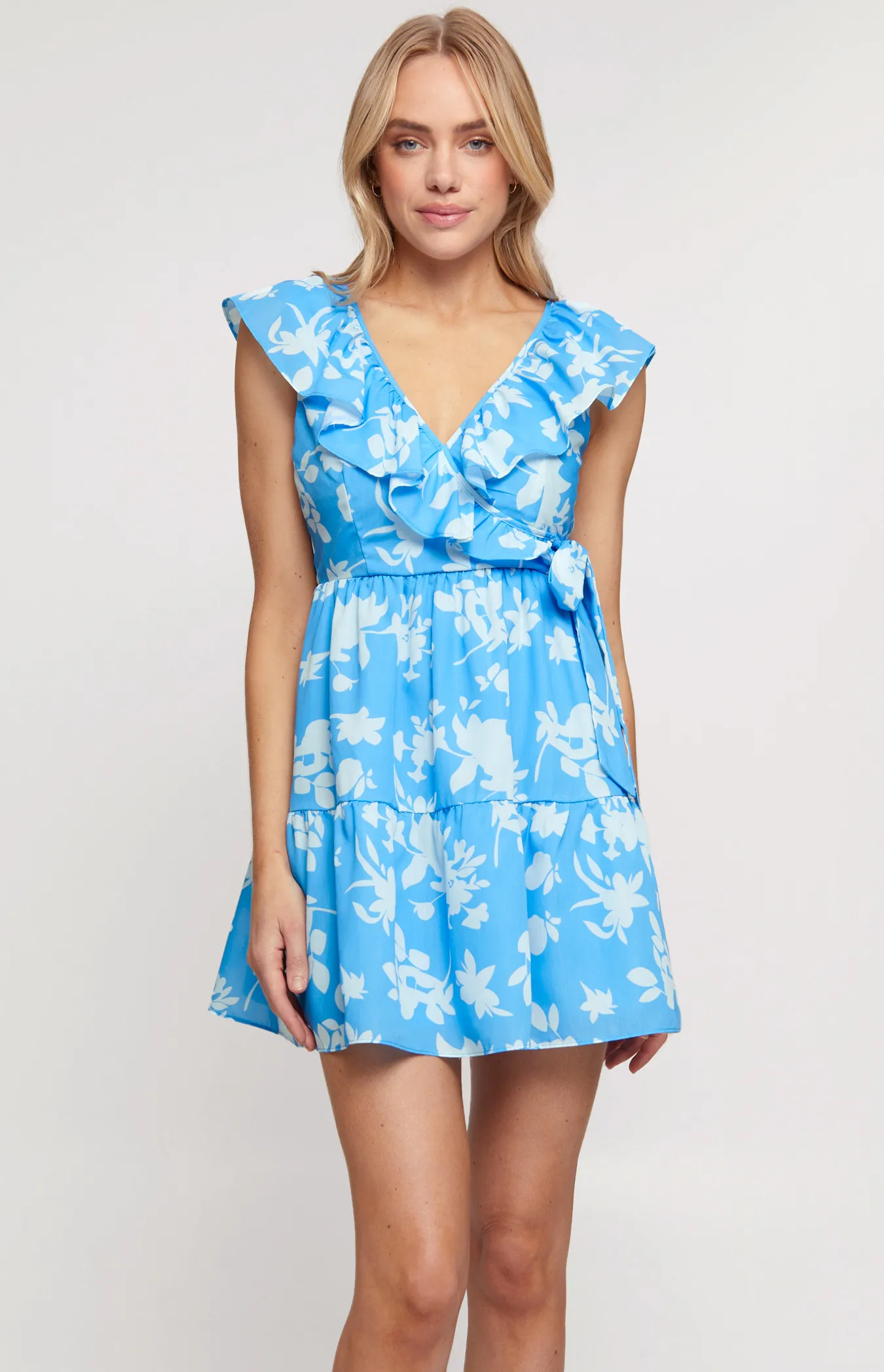 Floral Frill Neckline Baby Doll Dress  (WDR521B)