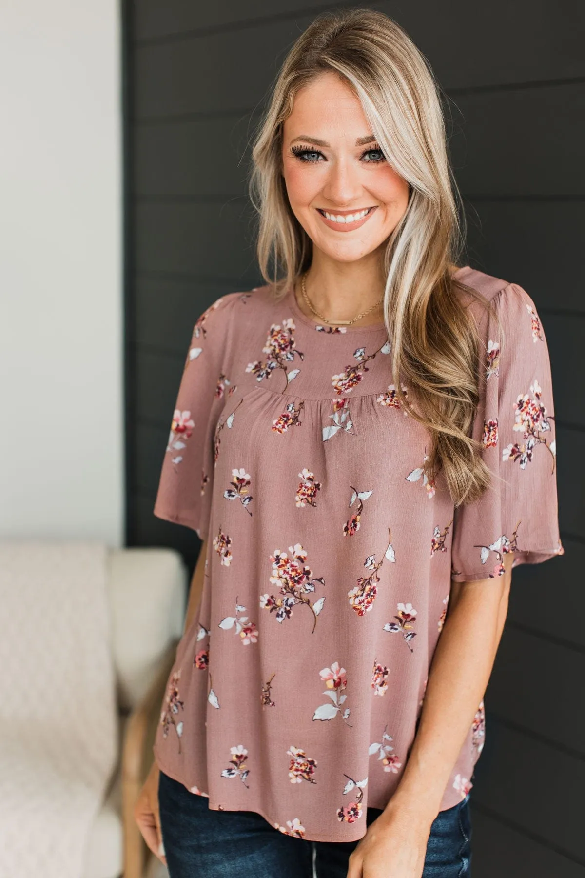 Forever Special Floral Blouse- Mauve