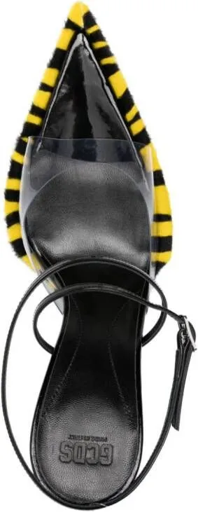 GCDS Zebra Rider 125mm transparent-design sandals Black