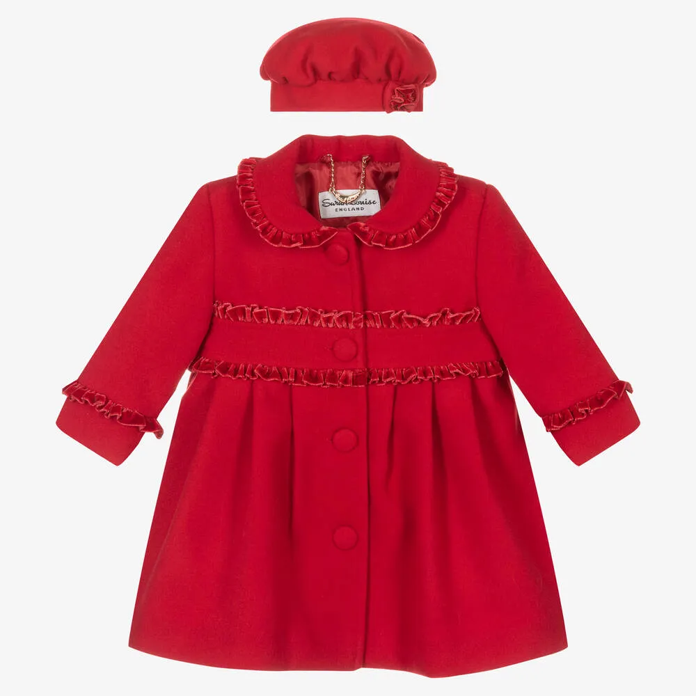 Girls Red Coat & Hat Set