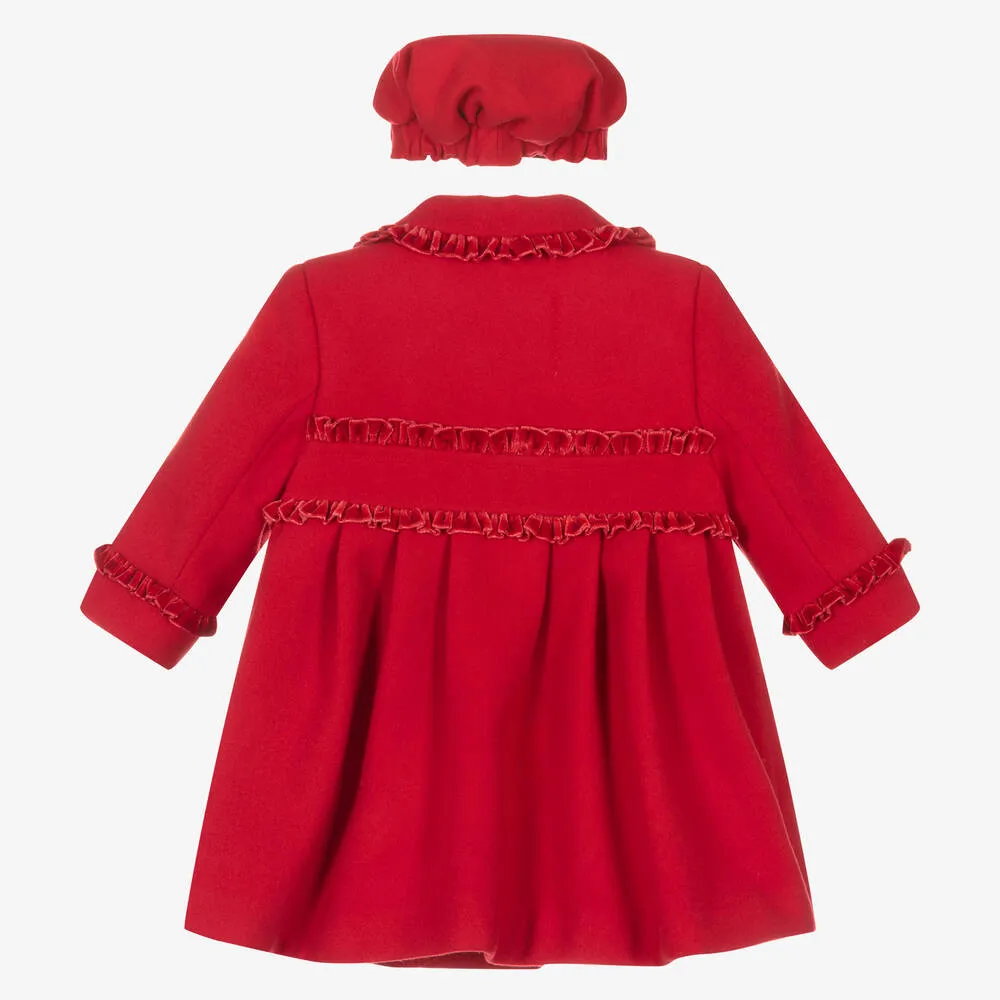 Girls Red Coat & Hat Set