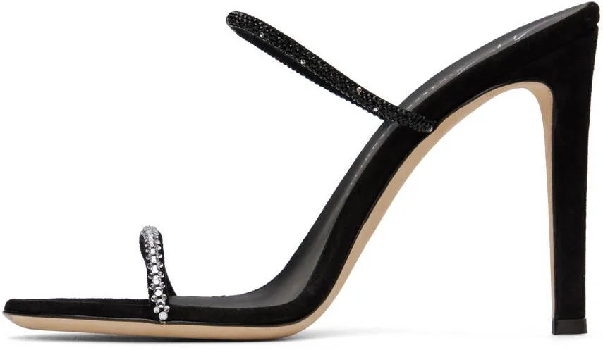 Giuseppe Zanotti Black Crystal-Cut Heeled Sandals