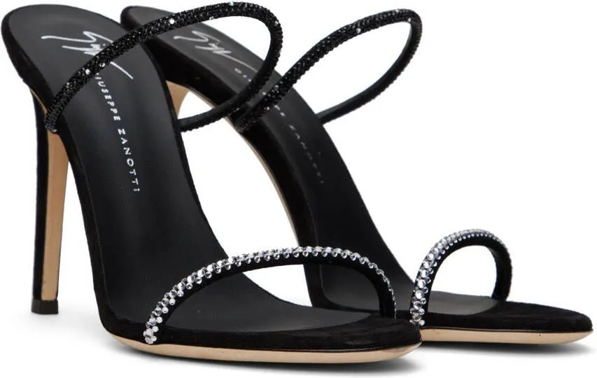 Giuseppe Zanotti Black Crystal-Cut Heeled Sandals