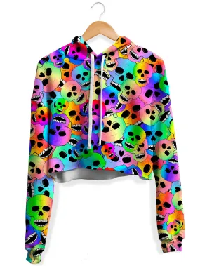 Happy Skulls Fleece Crop Hoodie