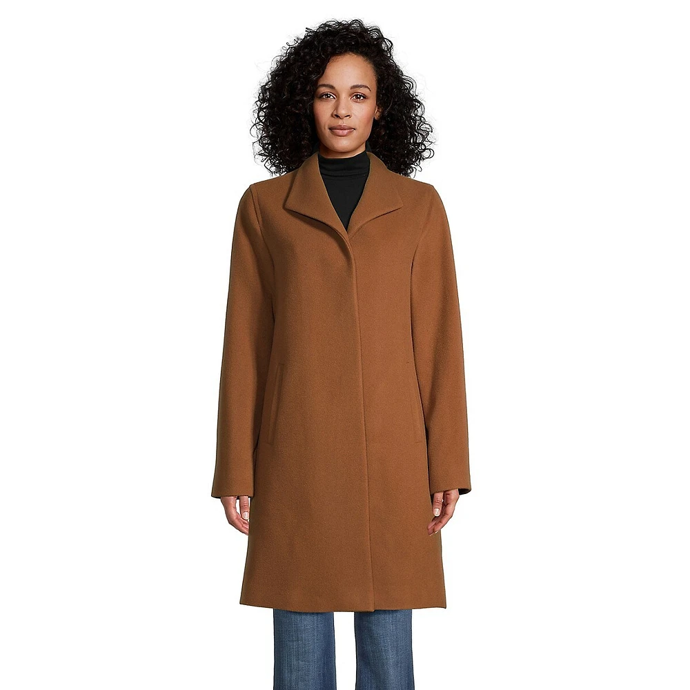 HiSO Wing-Collar Wool-Blend Coat