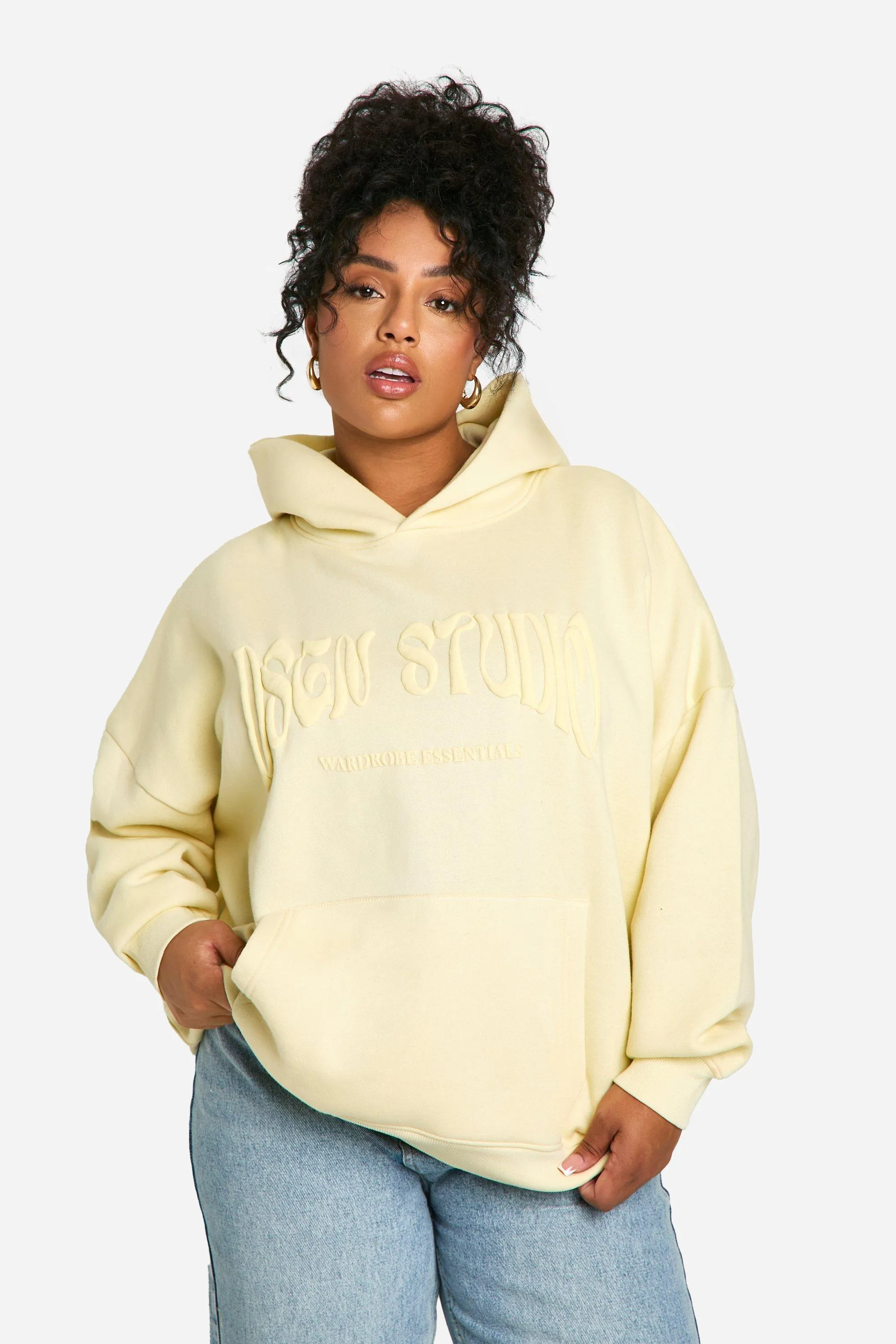 Hoodies & Sweatshirts | Plus Dsgn Bubble Puff Print Overdyed Oversized Hoodie | boohoo