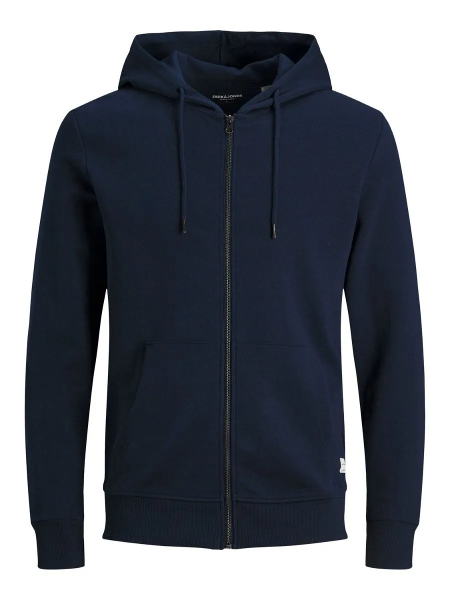 Jack & Jones Basic Zip Up Hooded Sweatshirts Navy Blazer