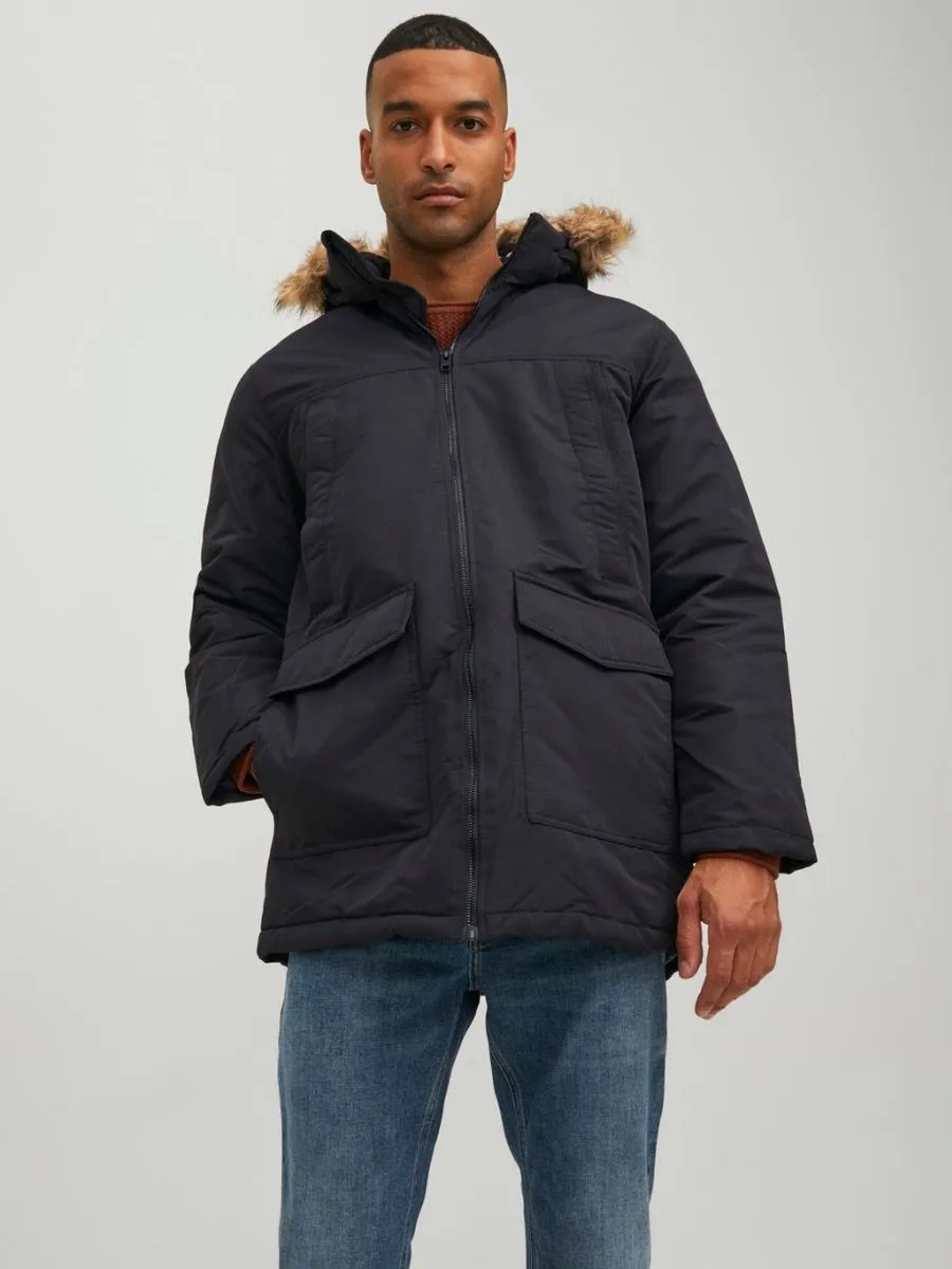 Jack & Jones Hooded Craft Parka Jacket Black