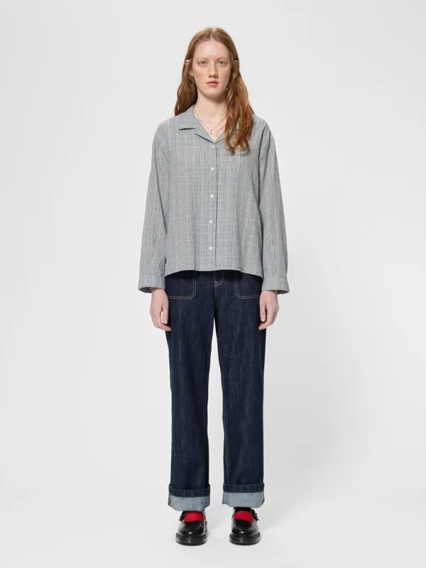 Juni Check Indigo Blouse Blue/Offwhite