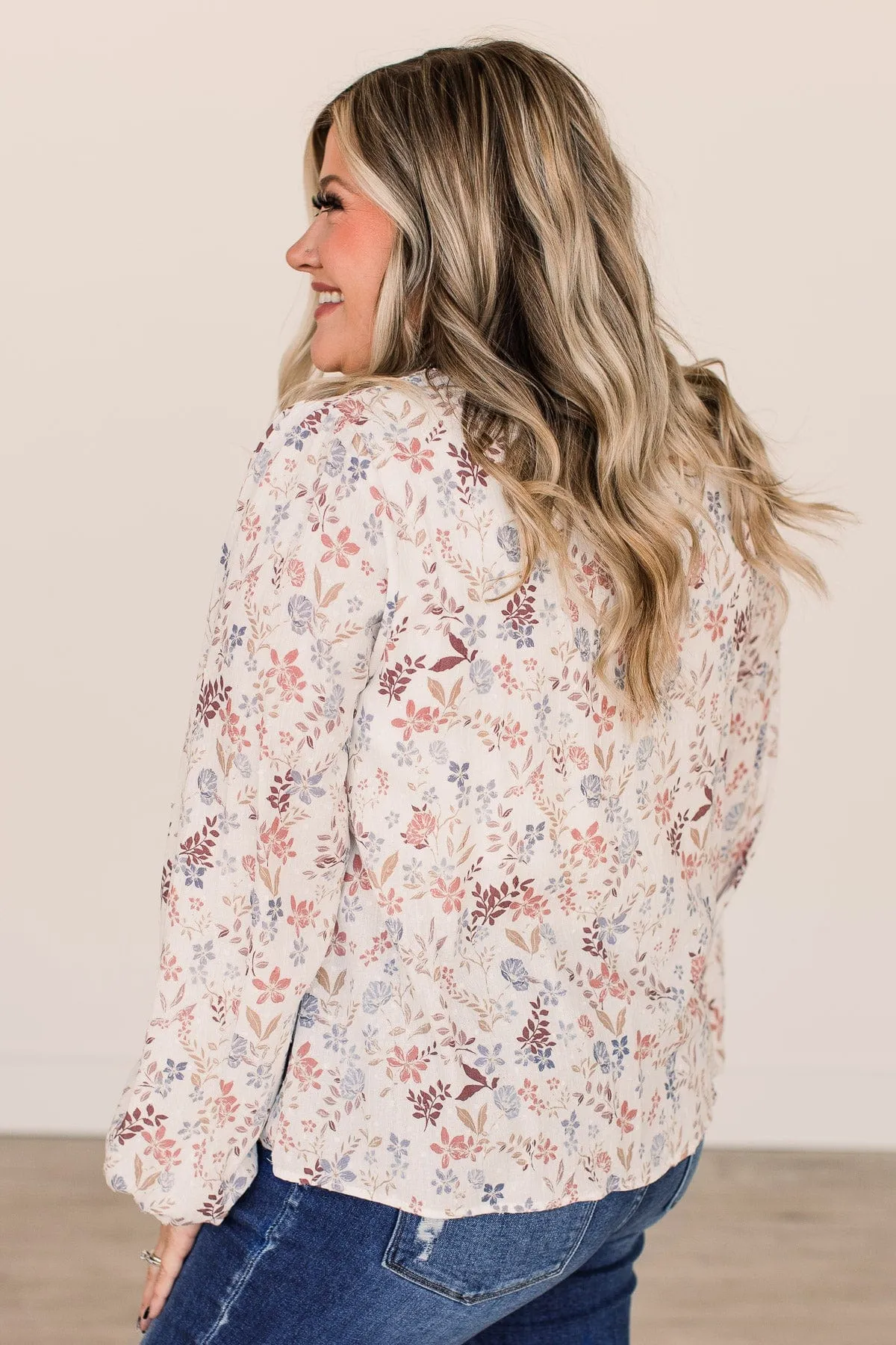 Just Believe Floral Blouse- Ivory