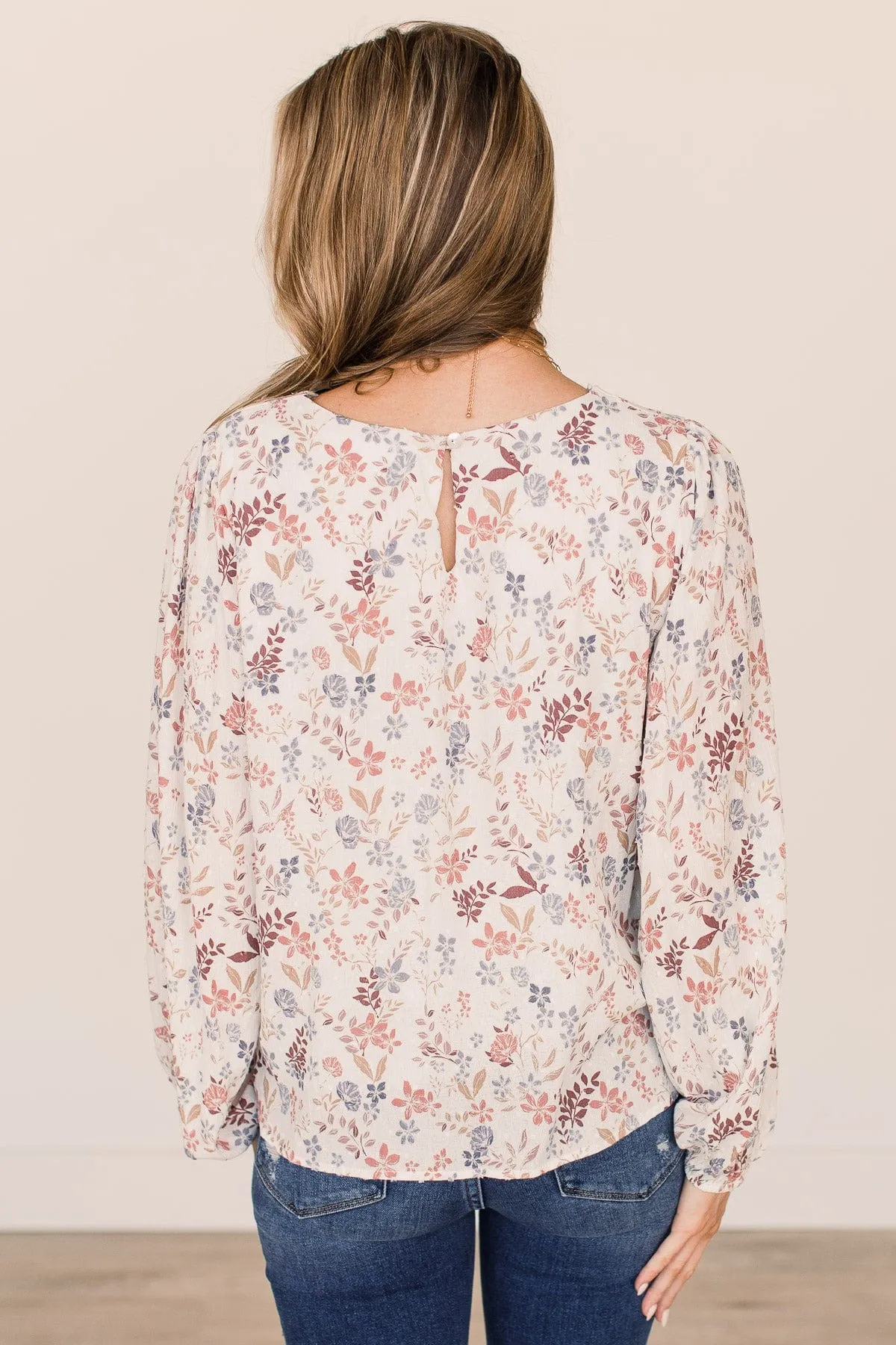 Just Believe Floral Blouse- Ivory